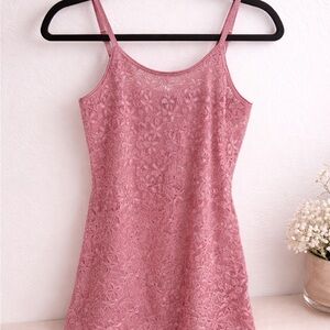 Charlotte Russe Pink Lace Slip Dress